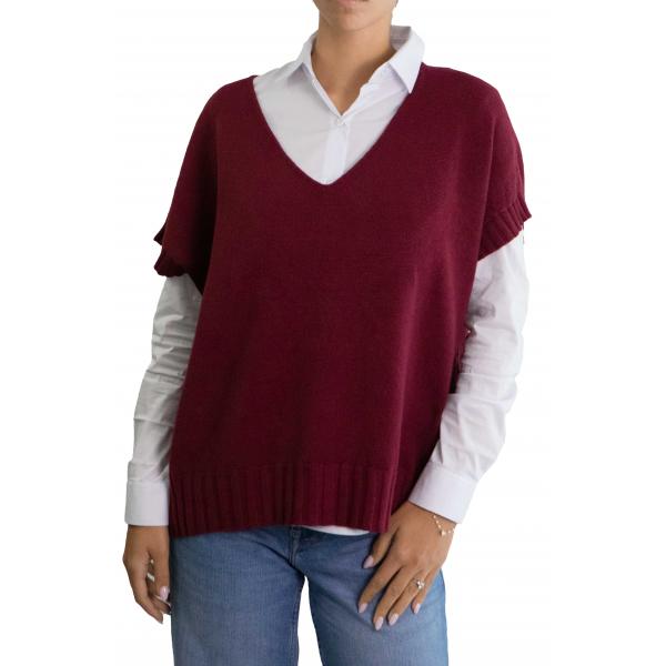 Gilet tinta unita scollo a V modello over 